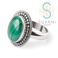 ราคา SUVANI เงินแท้ 92 5 แหวนหินมาลาไคท์ Malachite ทรงวงรี เครื่องประดับเงินแท้ Size 6 9 (12261682372)