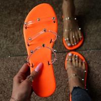 ราคา 2021 new Summer set of feet candy color flat bottomed transparent willow nail slippers women plus size slippers women (12127183792)