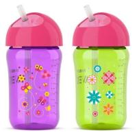 ราคา ถ้วยหัดดื่ม แบบหลอด Philips Avent My Twist N Sip Straw Cup 12 Ounce มาพร้อมลวดลายน่ารัก ในแพคคู่ (10724846039)