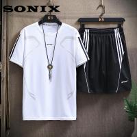 ราคา Sonixผู้ชายชุดกีฬาฤดูร้อนผู้ชายระบายอากาศแขนสั้นเสื้อยืดวัยรุ่นสบายๆกางเกงขาสั้นห้าจุดหลาใหญ่หลวมชุดสองชิ้น (3918494991)