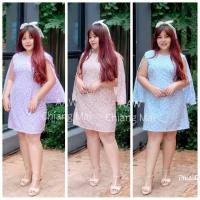 ราคา เดรสสาวอวบ รุ่นมาดาม มีเคปหลัง ลายใบไม้พาสเทล อก42 44 (9966933825)