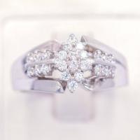 ราคา Lucky Gems แหวนดอกไม้บ่าคู่ เงินแท้92 5 เพชร CZ เกรด Premium เล่นไฟดี ชุบทองคำขาว LKBZ119 (18263486589)