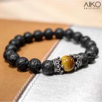 ราคา Crown on stone กำไลหินแท้ Lava Tiger Eye (19759551767)