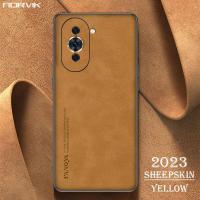 ราคา NORVIK เคสปิดคลุมป้องกันการกระแทกเลนส์หนังแกะเนื้อนุ่มหรูหราสีน้ำตาลอ่อนสำหรับ Huawei Nova 11 11i 10 9 SE Y90 Y71 Y70 Y61 P60 Honor 90 50 X9a X8 X8a X7A Y91 Magic 5 Pro 5G ดีไซน์ใหม่โทรศัพท์แนวธุรกิจ 