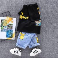 ราคา LANBAO ชุดฤดูร้อนเด็กชาย เสื้อแขนสั้นพิมพ์ลายการ์ตูนสำหรับเด็กผู้ชาย ชุดเสื้อยืดแขนสั้น กางเกงยีนส์สำหรับเด็ก 2 ชิ้น ผ้าดี ใส่สบาย (21286426091)