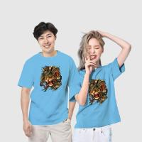 ราคา เสื้อยืดคอกลมสกรีน พิมพ์ลายหัวเสือซามูไร เสื้อคู่รักไม่ร้อน เสื้อconton100 (20930858465)