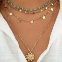 ราคา สร้อยคอจี้เปลือกหอยหินธรรมชาติหลายชั้นสำหรับผู้หญิงสีทองโลหะกลมเสน่ห์สร้อยคอเต่าหินเทอร์ควอยซ์ (21171044135)