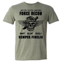 ราคา USMC เสื้อยืด US Marines Semper Fidelis Devil สุนัขทหาร Force Recon ผู้ชายผ้าฝ้าย Tees Streetwear Harajuku (20821091558)