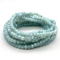 ราคา 2 3 4 6 8mm Faceted Flat Light Blue Round Crystal Glass Beads Spacer Loose Beads Handmade for Jewelry Making Bracelet Necklace (20570120040)