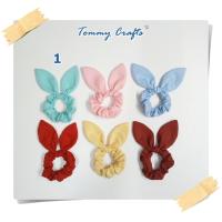 ราคา ยางรัดผมหูกระต่าย โดนัทรัดผม ผ้าคอตตอน สีพื้น 2 Bunny Ears cotton Hair scrunchies (4541344746)