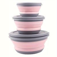 ราคา แคมป์ปิ้งชามพับ ชามพับซิลิโคนเกรดอาหาร 3 ใบกล่องอาหารกลางวันกล่องสลัดกล่องเบนโตะพร้อมฝาปิด ชุดภาชนะเก็บอาหารแบบขยายได้ (20888027445)