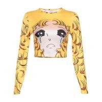 ราคา เสื้อยืดลายพิมพ์แขนยาวการ์ตูนน่ารักหวานหวานผู้หญิงแฟชั่นเสื้อเอวลอยยืดลำลองเข้ารูปพอดี (20923698835)