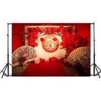 ราคา ฉากหลังถ่ายภาพงานแต่งงานแบบจีน7x5ft สำหรับตกแต่งงานแต่งงานสไตล์จีนฉากหลังม่านเวทีสีแดงสำหรับงานเลี้ยงแต่งงานอุปกรณ์ประกอบฉากสตูดิโอถ่ายภาพ (19622283865)