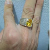 ราคา แหวนพลอยผู้ชาย แหวนพลอยสีเหลืองบุษราคัม ตัวเรือนสีเงิน RA (20552484150)