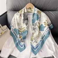 ราคา ผ้าพันคอผ้าไหมซาตินโพลีเอสเตอร์สำหรับผู้หญิงขนาด90 90ซม ผ้าคลุมไหล่ฮิญาบพิมพ์ลายดอกไม้ผ้าพันคอสี่ฤดู (21170508519)