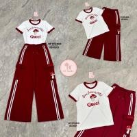 ราคา BT เซท 2 ชิ้น เสื้อยืดแขนสั้นช่วงคอและปลายแขนแต่งแทบสีแดง ตรงกลางปักน้องเห็ดและตัวอักษร แมทซ์กับกางเกงขายาวสีแดงเอวสม็อค (21055625596)