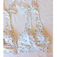 ราคา เสื้อครอปอิงฟ้า ผูกโบว์ อกไขว้ มีฟองอก ทรงสวย ผ้าลายดอกน่ารักก (21179859935)