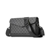 ราคา กระเป๋าสะพายข้างสำหรับผู้ชาย ใหม่กระเป๋าสะพายหนัง PU กระเป๋าคาดอกกระเป๋าทรงสี่เหลี่ยมขนาดเล็กสำหรับใส่โทรศัพท์ (20733080360)