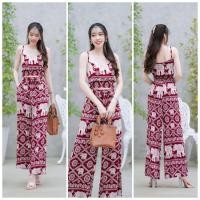 ราคา set 2ชิ้นลายช้าง เสื้อครอปสายเดี่ยวลายช้าง เอวจั้มตัดต่อมีสม๊อคที่เอว กางเกงขายาวผูกโบว์ เอวยางยืดด้านหลัง มีกระเป๋าข้าง (21069697281)