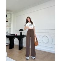 ราคา Lady pants กางเกงขายาวทรงกระบอก แต่งหูเดียว งานซิปหน้า เย็บจีบหน้า ทรงสวย (20893707677)