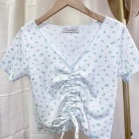 ราคา Fleurladyz เสื้อครอปคอวีรูดหน้า ผ้าร่องลายดอกน่ารักๆ (20599667826)