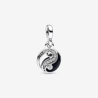 ราคา 925 Sterling silver Sparkling Yin Yang Double fish Picture mini pendant Charm fit jewelry bracelet diy making (19641114723)