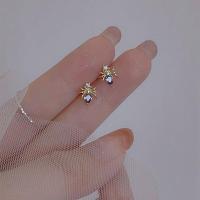 ราคา ตุ้มหูคริสตัลรูปแมงมุมประดับเพชรสีม่วงแดง1คู่ต่างหูแฟชั่นสำหรับผู้หญิงไทเทเนียมสีทอง (20251383877)