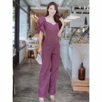 ราคา พร้อมส่ง Jumpsuit จั้มสูทขายาว จั้มสูท จั้มสูทแขนตุ๊กตา ผ้าซาร่า ทรงสวย 7105 (17427035505)