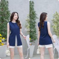 ราคา เซ็ท 2 ชิ้น เสื้อแขนกุดผ้าซาร่างานซิปหลัง กางเกงเอวสม็อคผ้าฮานาโกะ ฟรีไซส์ (19726176916)