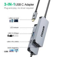ราคา QGeeM USB C ไปยังอะแดปเตอร์ HDMI 4K 3 In 1 USB C Hub HDMI USB C Adapter 100วัตต์ใช้งานร่วมกับ MacBook Pro Air iPad Pro (21170243362)