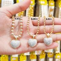 ราคา จี้หัวใจเพรชCZพร้อมสร้อยคอลายมะยมหุ้มทองคำขาว (11362652546)