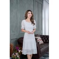 ราคา เดรสออกงาน เดรสทำงาน เดรสลูกไม้เกาหลี เกรดนุ่ม สวมสบายมากค่ะ S 3XL สวยหวานน่ารัก สีชมพู ม่วง ขาว ดำ แดง (17027564742)