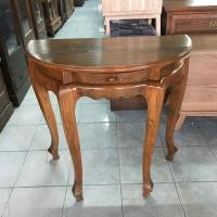 ราคา โต๊ะไม้สักครึ่งวงกลม โต๊ะไม้สักทองขาสิงห์ สูง 75 ซม 1 ลิ้นชัก โต๊ะวางของเอนกประสงค์ โต๊ะวางแจกันดอกไม้ (11664431176)