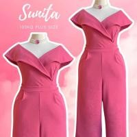 ราคา Plus size จั๊มสูทเปิดไหล่สาวอวบไปงาน ชุดไปงานแต่ง จั้มสูทสวย ระบายกางเกงขายาว รุ่นสุณิตา A54 (21310829613)