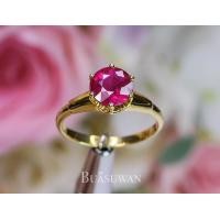 ราคา แหวนพลอยทับทิม สไตล์แหวนพลอยเม็ดเดี่ยว พลอยทับทิม สีแดง ชมพู ตัวเรือนทองคำแท้ 18K การันตีพลอยแท้ พร้อมใบรับประกัน (11147167408)