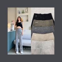 ราคา กางเกงแฟชั่นเอวสูง กางเกงทรงกระบอกกลางผ้าชาแนล ซิปหลัง ขอบ 3 นิ้ว ความยาว 40 (17039223182)