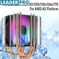 ราคา 135W LED CPU Cooler Fan 4 Heatpipe Dual Tower 12V Cooler Cooling Fan Heat Sink for Intel LAG 1155 1156 775 for AM3 AM2 RGB (20647400663)