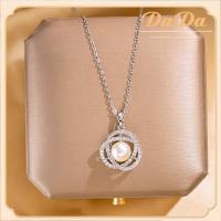 ราคา 100 เดิมอิตาลี 925 สร้อยคอเงินสเตอร์ลิงผู้หญิงน้ําจืดมุกรอบเพทายจี้เครื่องประดับ (21053916563)