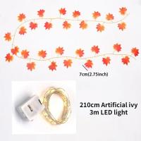 ราคา 2M ดอกไม้ประดิษฐ์ พวงเถาองุ่นใบไม้สีเขียวปลอมไม้เลื้อยเทียม ที่ตั้งไวน์ใบไม้ปลอมการตกแต่งบ้านพร้อมไฟสาย 3M LED (20368739506)