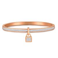 ราคา จี้ล็อคหรูหราน้ำหนักเบากำไลข้อมือแบบเปิดสร้อยข้อมือสำหรับผู้หญิงไทเทเนียมเหล็กเพทายลูกบาศก์แบรนด์กำไลข้อมือเครื่องประดับกุญแจมือแต่งงาน (21171273064)