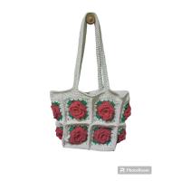 ราคา กระเป๋าถักลายดอกกุหลาบ (20791362480)