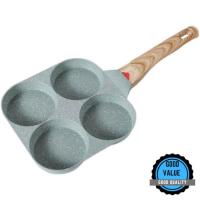 ราคา พร้อมส่งจากไทย กระทะแพนเค้ก กระทะทอดไข่ 4 หลุม ตัวกระทะเคลือบหินแร่ Maifan ไม่ติดกระทะ (21083937072)