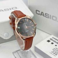 ราคา นาฬิกาCasio สายหนัง นาฬิกาข้อมือคาสิโอ้ ผู้ชายผู้หญิง สายหนัง กันน้ำ หน้าปัดดีไซน์ขีด ขนาด 40 และ 28 มม แถมฟรีกล่องCasio (20211760824)