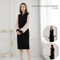 ราคา ChalotteQueenBrand T1223 ชุดเดรสสีดำ คอปีกกา แขนยาวผ้าชีฟองโปร่งสีครีม ทรงสอบ เดรสทำงาน ชุดทำงาน ชุดสุภาพยาว 40 นิ้ว (16643796563)