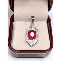 ราคา ธนาภรณ์จี้เงินแท้พลอยทับทิม Natural Ruby pendant 925 sterling silver oval gem pendant ladies (13064174943)