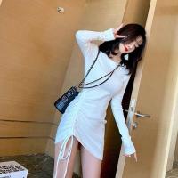 ราคา ชุดเดรสงานน่ารักมากๆ Mini Dressแขนยาวคอกลม ดีไซน์เชือกรูดด้านข้าง เพิ่มความเซ็กซี่ ใส่เที่ยวเก๋ มินิเดรส ชุดเดรสเข้ารูปผ้าร่อง รุ่น DQ Q368 (11059532569)