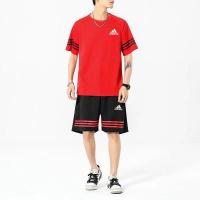 ราคา ADIDASชุดกีฬาผู้ชายฤดูร้อนสันทนาการสองชิ้นชุดออกกำลังกายตอนเช้าวิ่งวิ่งแห้งเร็วเสื้อผ้าหลวมคอกลมเสื้อยืดแขนสั้น (14313885497)