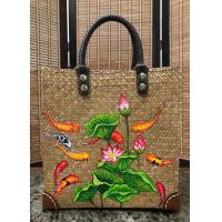 ราคา กระเป๋าสานกระจูดย้อมสี ลายเพ้นท์ทำด้วยมือ แฮนด์เมดทั้งชิ้น มีหลายขนาด (17988744877)