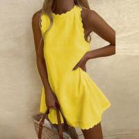 ราคา Summer Solid Dress Women Casual Cotton Linen O Neck Loose Mini Dress Sundress Fashion Sleeveless Beach Party Tank Dress Vestidos (17197202343)