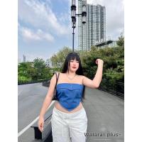 ราคา เสื้อเกาะอกแต่งชายพับ ชายแหลม สาวอวบ เสื้อเกาะอกสาวอวบ (20513011025)